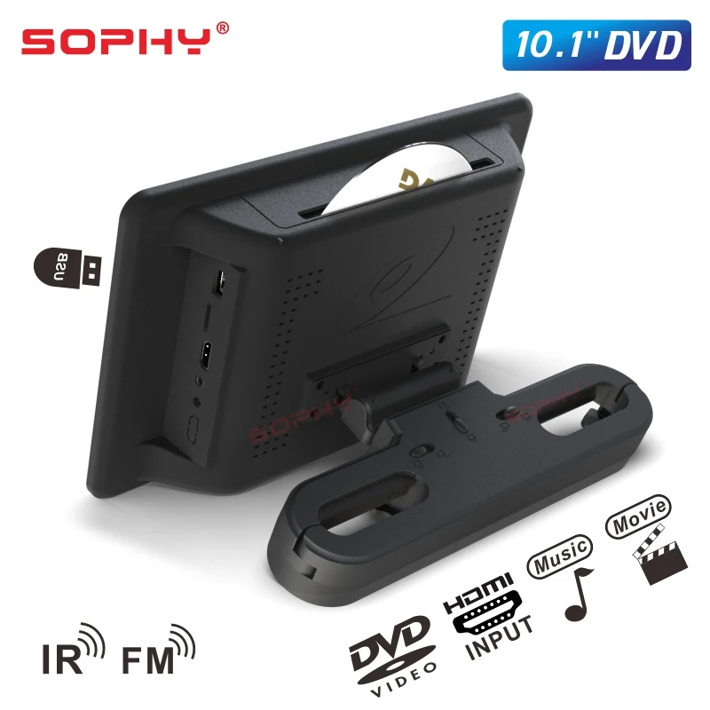 10,1 дюймов автомобильный монитор DVD/USB/SD/MP5/FM ИК передатчик/игра/HDMI видео вход/выход SH1068 DVD