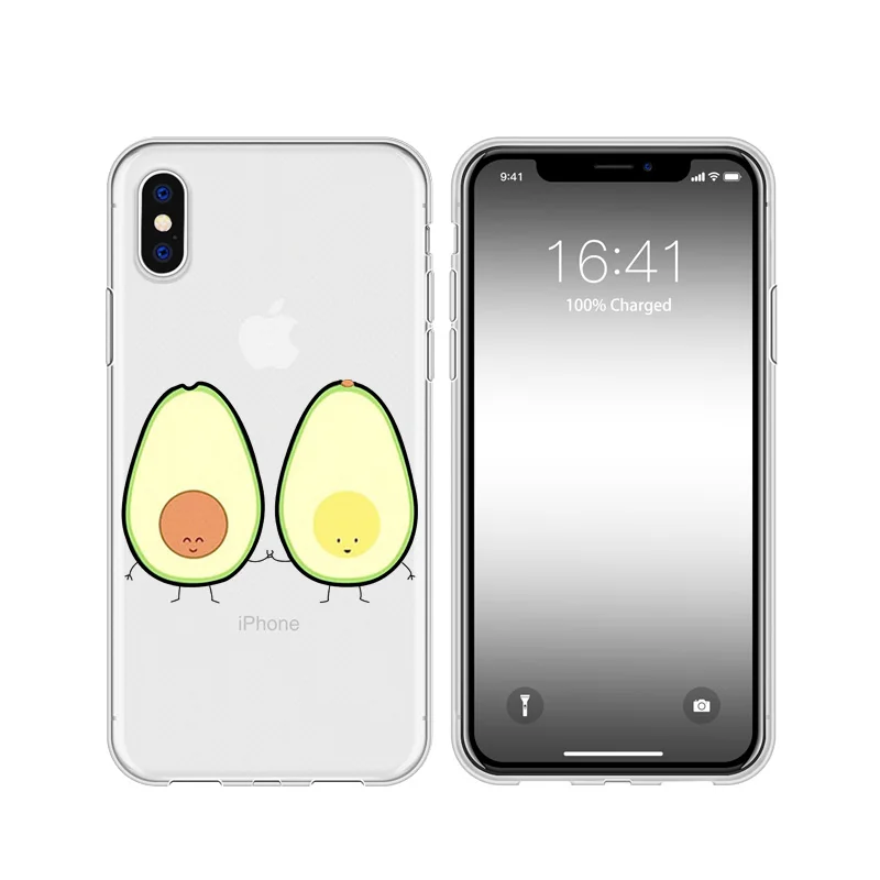 A200765 Мультяшный чехол для телефона, чехол для iPhone XR 7 8 Plus X XR MAX 5 SE Plus, милый забавный Прозрачный чехол для телефона с авокадо для iPhone 6 6s - Цвет: A200765
