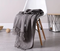 waffle weave plaid blanket nordic style fringed gray coffee sofa cover baby soft throw rug christmas home decoration 130x160