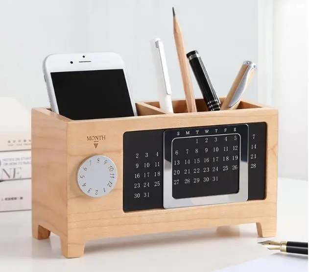 

Wood storage box calendar pen storage cabinet desktop storage box finishing storage box