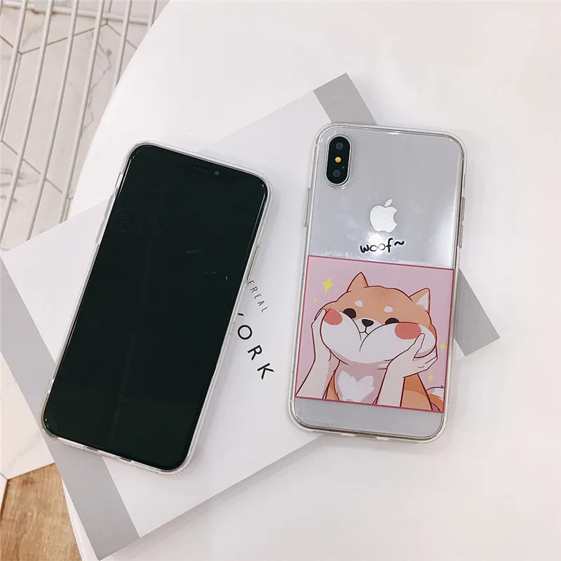 BEEBASE милые Шиба ину чехол для телефона iphone 7 8 Plus Мультфильм прозрачный телефон coque