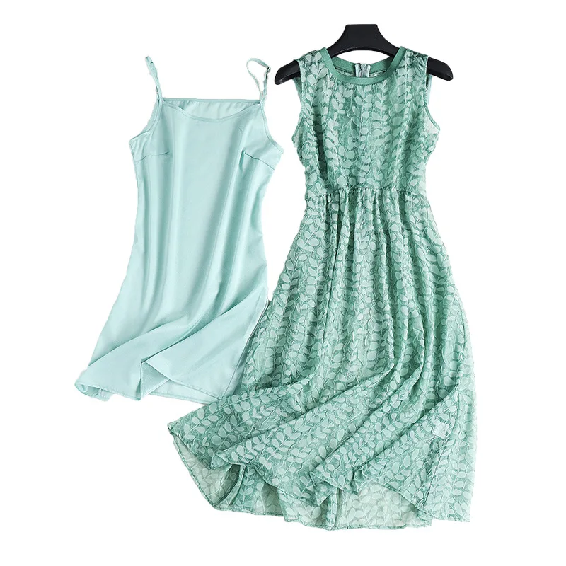 Readit женское платье Лето листьев принтом зеленое и Подкладка модные повседневные