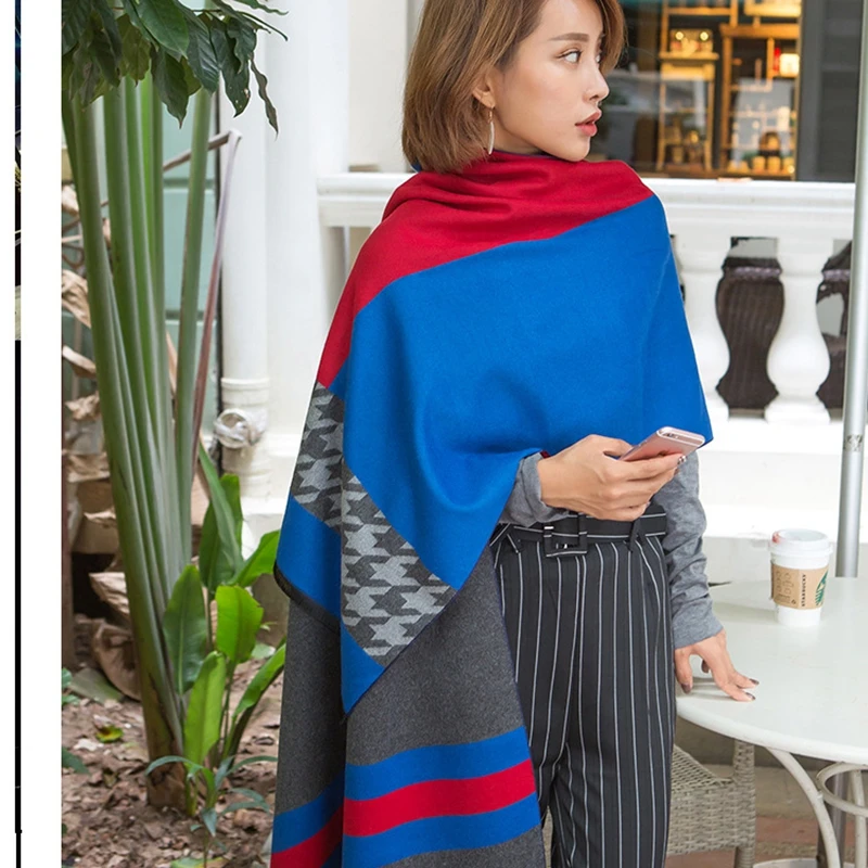 Yilia 340g Thicken Warm Winter Scarf Women 190*65 Long Scarves Imitation Cashmere Luxury Brand Shawls and Wraps Foulard | Аксессуары для