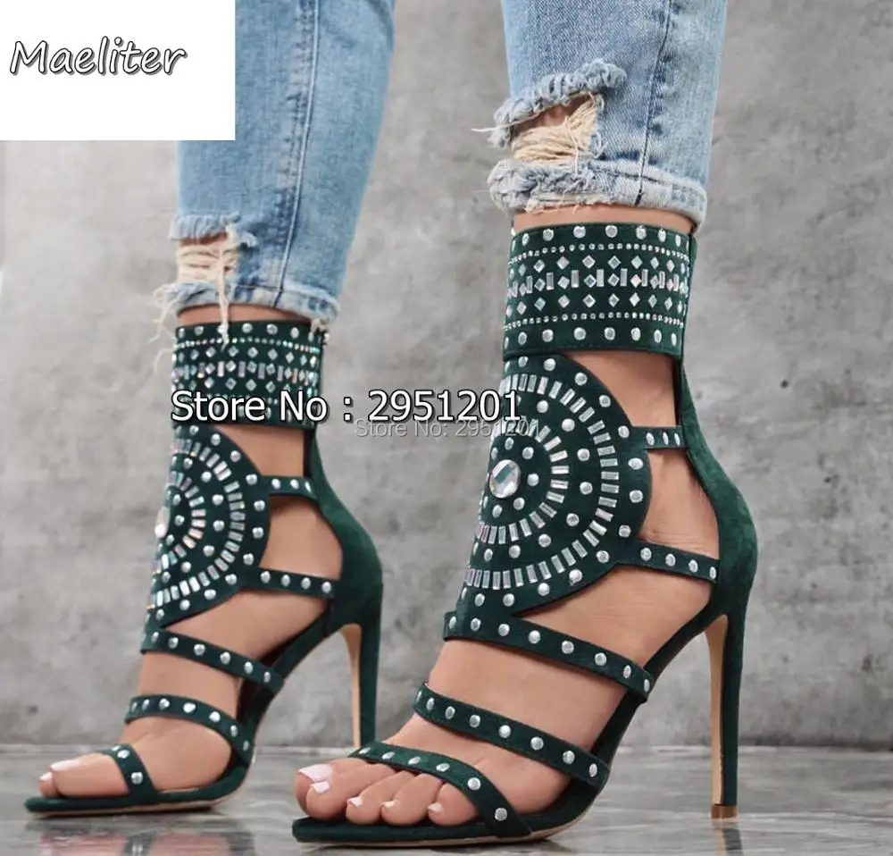 Женские ботильоны на высоком каблуке с кристаллами|rhinestone gladiator sandals|gladiator sandalssandals