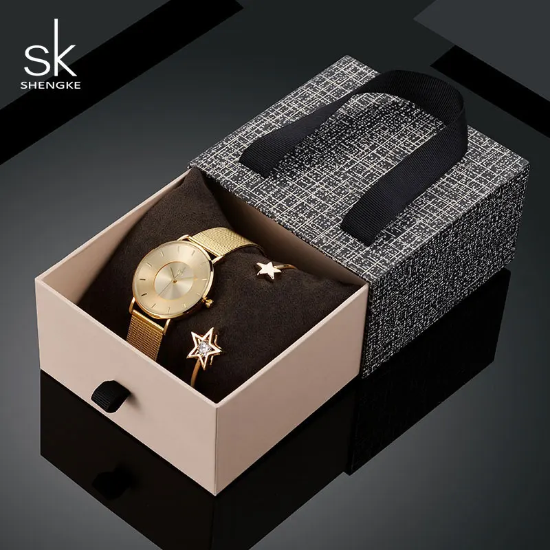 Shengke креативный набор кварцевых часов для женщин Набор браслетов 2019 SK женские