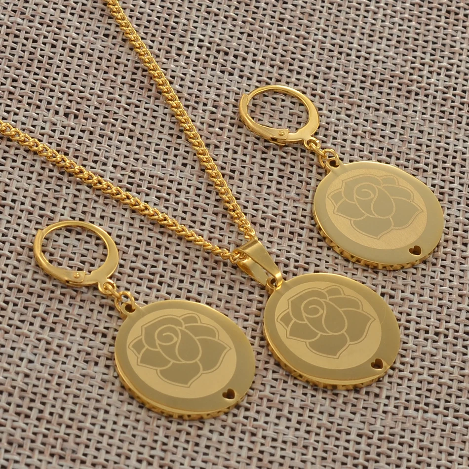 Ювелирные наборы с бусинами и цветами серьги ожерелье подвеской в форме сердца