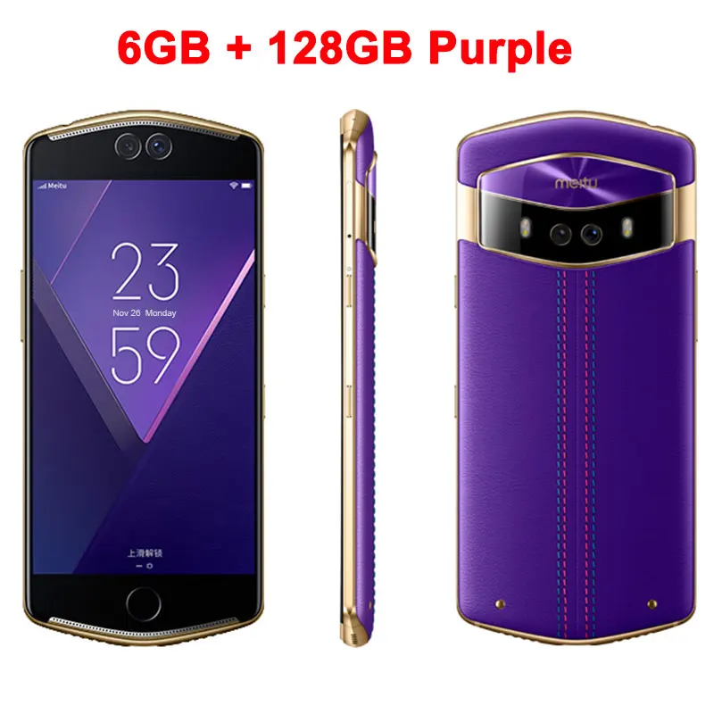 6GB 128GB Purple Мобильный телефон Meitu V6 6 ГБ ОЗУ 128 Гб ПЗУ Дека ядро 5,5 дюймов Двойная фронтальная и задняя камера 12.0MP+ 5.0MP 4G камера телефон - Цвет: 6GB 128GB Purple