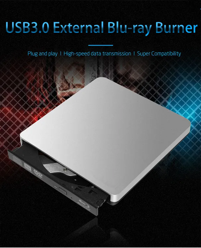ABS Материал Внешний Blu-Ray привод USB 3,0 Bluray горелка BD-RE CD/DVD RW Писатель воспроизведение 3D Blu-Ray диск для Mac 10 OS Win Linux