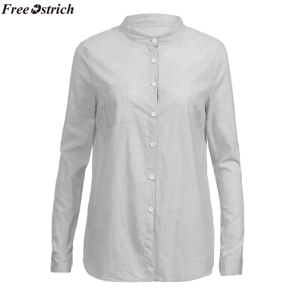 Бесплатная Страусиная Женская Модная хлопковая Свободная блуза на пуговицах с