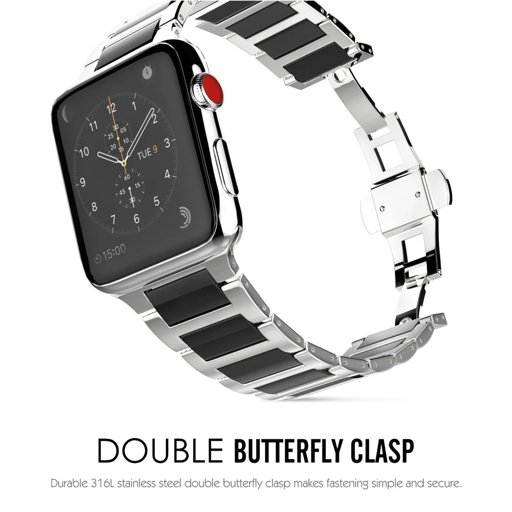 Ремешок из нержавеющей стали для Apple watch band 42 мм 38 iWatch Series 3/2/1 звеньевой браслет
