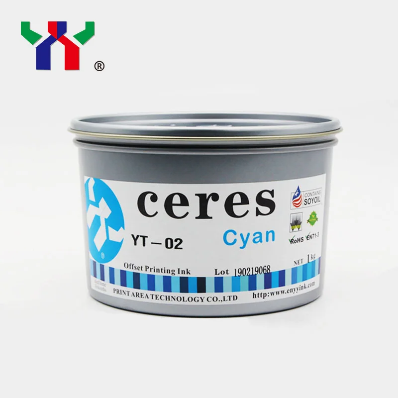 Ceres YT 02 экологически чистые офсетные чернила для бумаги Cyan 1кг/банка|Чип