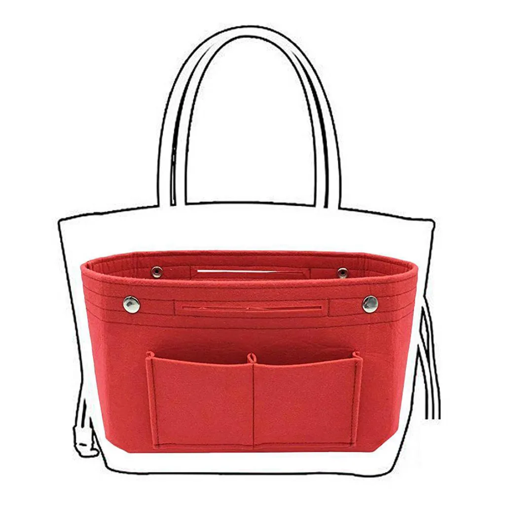 

Brand Make Up Organizer Felt Insert Bag For Handbag Travel Inner Purse Portable Cosmetic Bags Fit Various Brand Bags