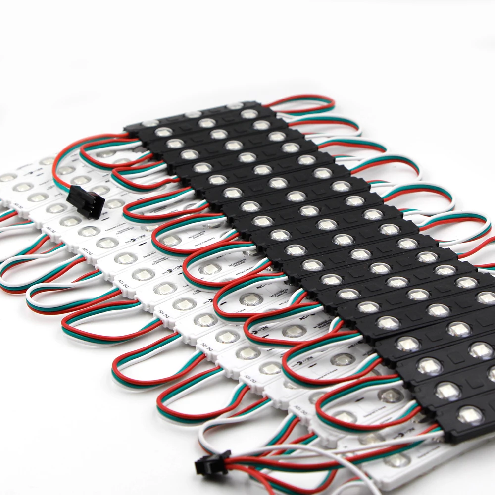 20 штук полный Цвет rgb ws2811 5050 3 светодио дный инъекций Модуль 12 В с объективом