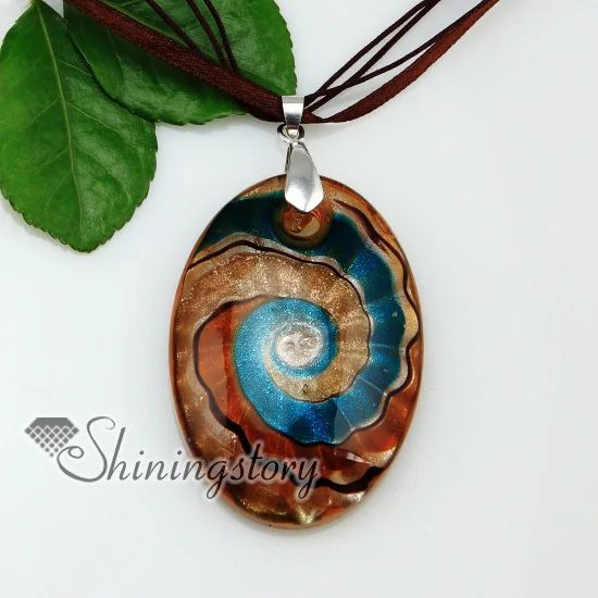 Овальные блестящие ожерелья-Подвески ручной работы из венецианского стекла