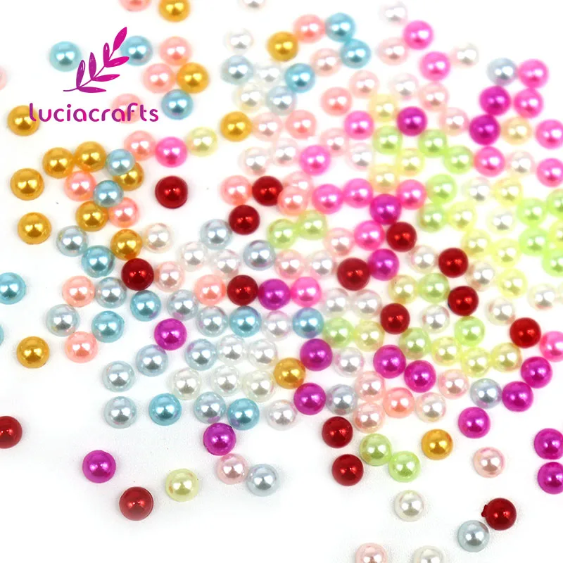 Lucia crafts, 1 коробка(240 шт./лот), 4 мм, смешанные цвета, полукруглые, ABS, плоские с оборота, жемчужные бусины, сделай сам, ювелирные изделия/украшения одежды F1103