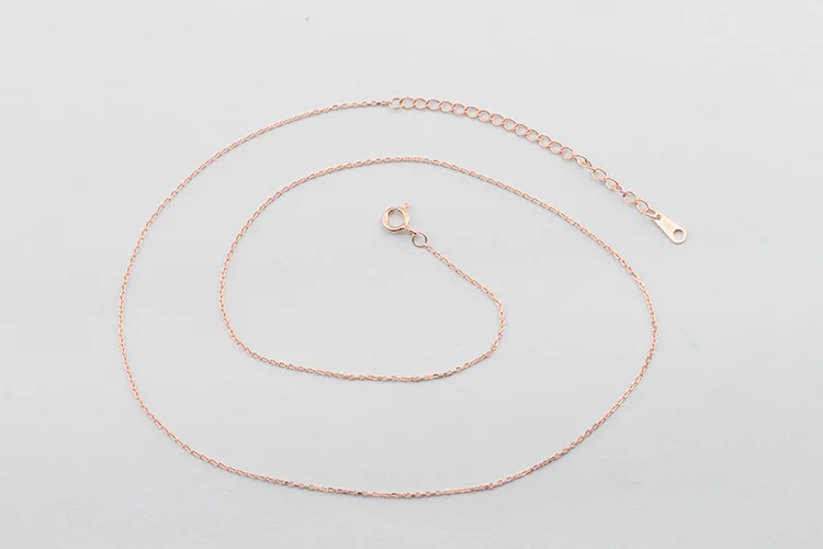 Rose gold 1 шт., 925 пробы, серебряная тонкая цепочка с крестом, розовое золото, ожерелье, цепь для рукоделия, изготовление ювелирных изделий 45 см, женские аксессуары для ключиц - Цвет: Rose gold