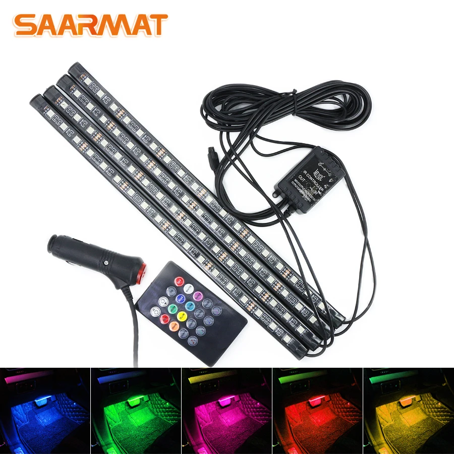 4 шт. светодиодный комнатный светильник 18smd 12smd 9smd led автомобильный RGB полосный DC12V