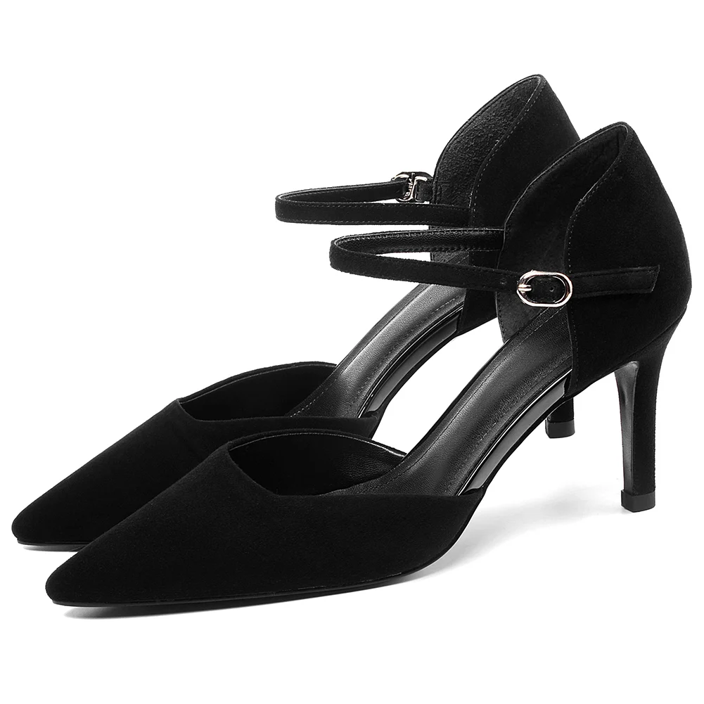 

Dilalula Kid Suede Leather Pointed Toe Thin Heeled Summer Sandals Women Shoes High Heels Party Office Shoes Woman Sandals