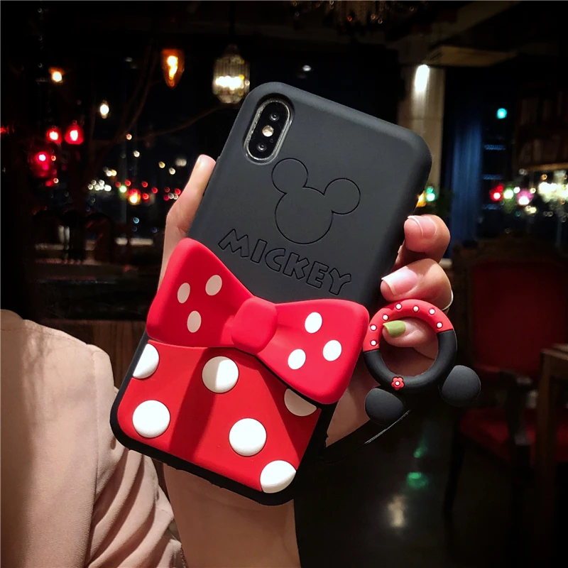 Чехол для iPhone 11 pro max мягкий силиконовый чехол XS Max мультяшный ip XR 7/8 plus 6 6S бант
