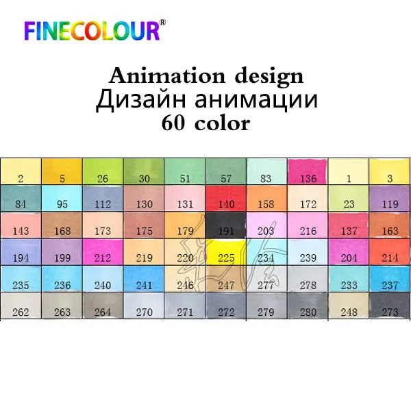 60 colors Anime set 24/36/48/60/72 Цвет Finecolour Профессиональный маркер для рисования эскиз двойной головкой рисунок кисть на спиртовой основе маркер для рисования - Цвет: 60 colors Anime set