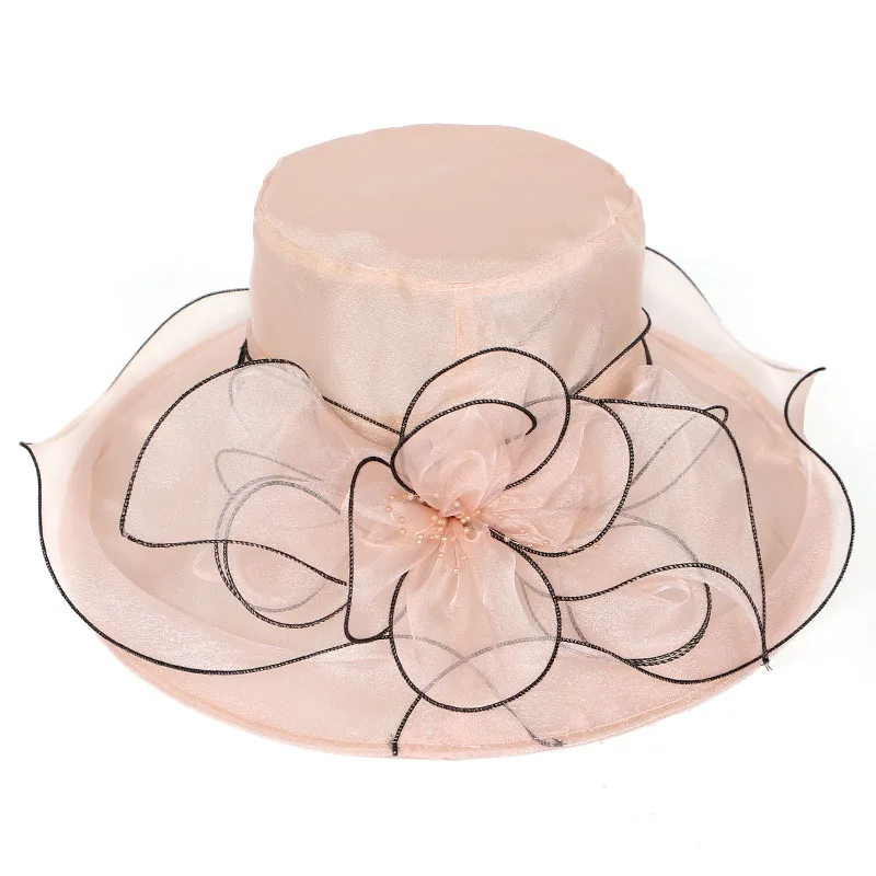 Chapeau Femme Mariage Цветочные федоры Женская церковная чародейная шляпа бант ведро Свадебная шляпа Боулер Дерби широкий пляжный навес шляпы от солнца