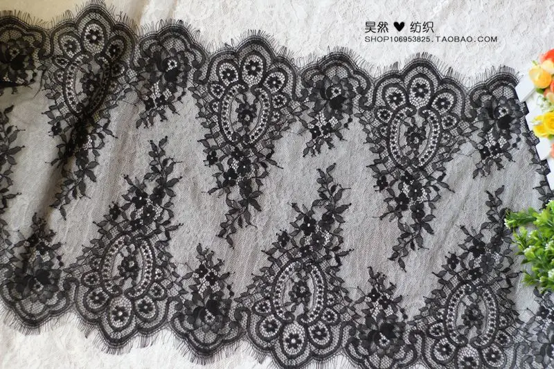 3 М/лот Изысканный Белый Черный Ресниц Кружевной Отделкой Ткани Ручной Работы DIY