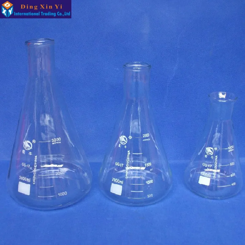 (2 шт./лот) 1000 мл стеклянная колба Erlenmeyer коническая лабораторное использование