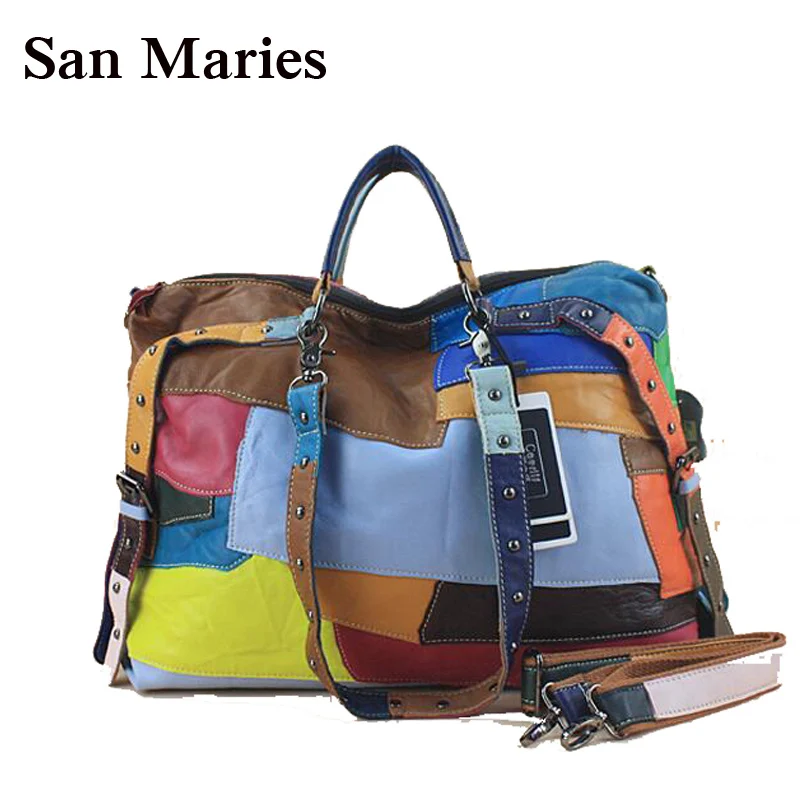 Популярные большие сумки из натуральной кожи лоскутные и дамские сумочки