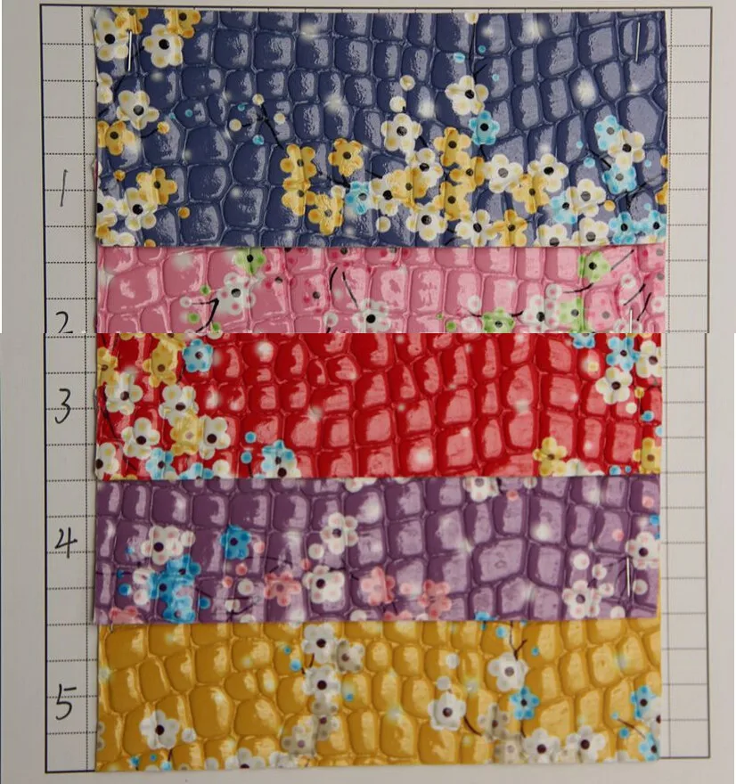 Дешевая цена красивая искусственная кожа с цветочным принтом рельефная из ПВХ