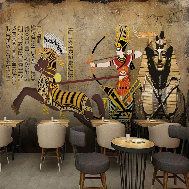 Пользовательские фото обои ретро Египетский стиль росписи Ресторан Бар на заказ