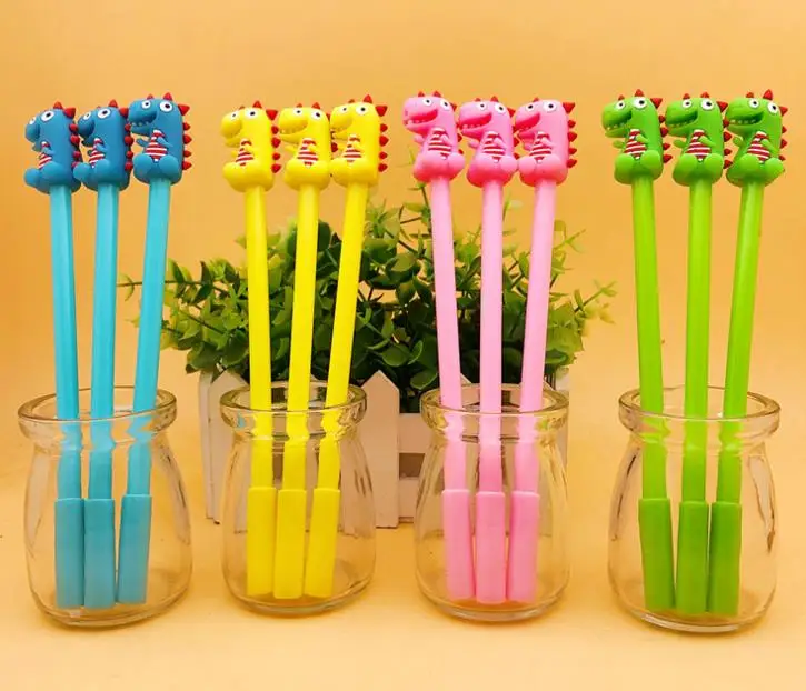 

4 Pcs 0.35mm Kawaii Creative Dinosaur Gel Pen Signature Pen Escolar Papelaria for Office School Writing Supplies Stationery Gift