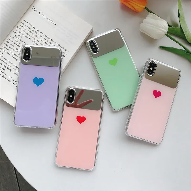 Модный зеркальный чехол для iPhone X Xs Max XR 8 7 телефона Маленький милый свежий из ТПУ 6