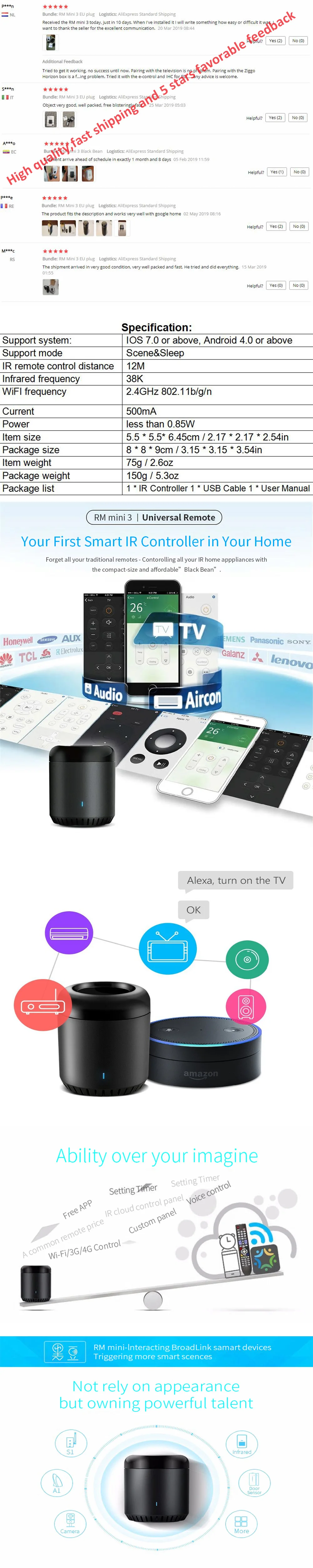 Broadlink умный дом RMMini3 Wi-Fi+ IR+ 4G пульт дистанционного управления работает для Alexa Google Home IFTTT с AU UK US EU Plug AC tv управление Лер
