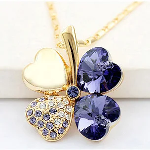 ANNGILL кристаллы от Swarovski любовь сердце клевер кулон ожерелье для женщин Высокое качество ювелирные изделия Рождественский подарок Прямая - Окраска металла: 3