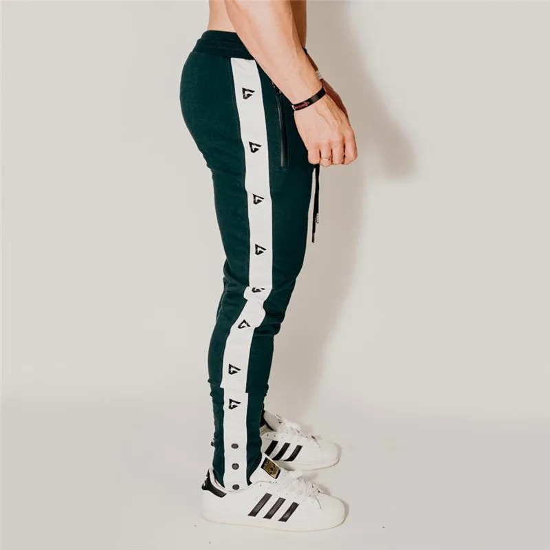 Осенние Jogger Брюки мужские хлопковые Лоскутные Спортивные штаны тренажеры фитнес