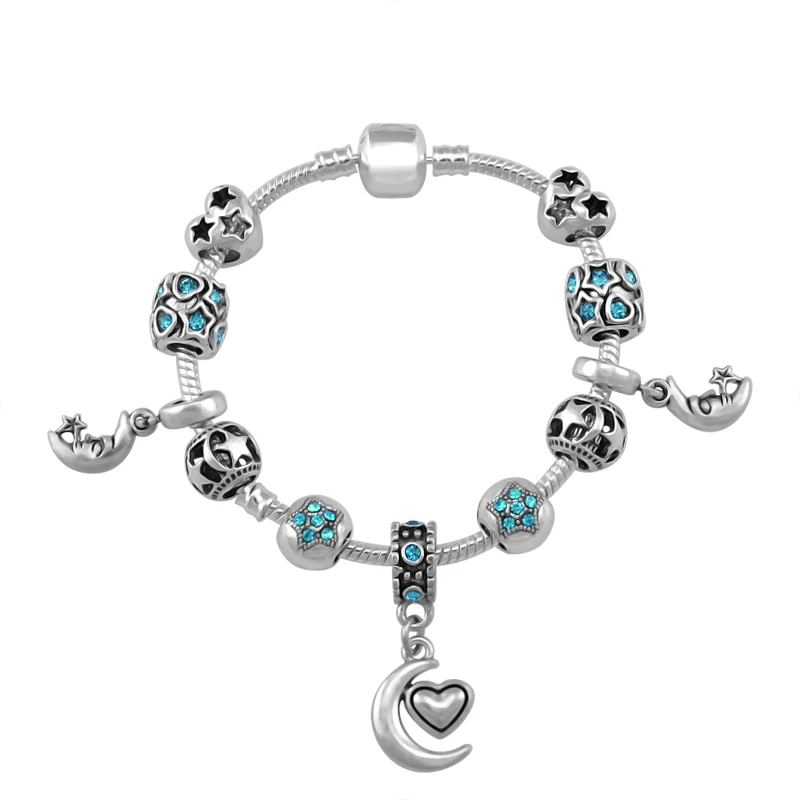 

Handmade New Moon Charms Bracelet For Women Stars Bead Bracelets Girl Jewelry Fashion Dropshipping PA155