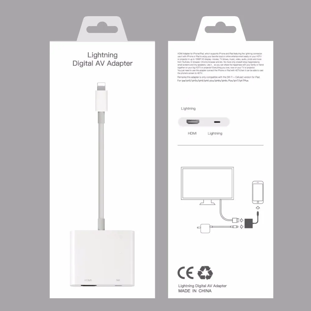 2 шт. HDMI адаптер и HDMI кабель для iPhone 6 7 8 X XS XR iPad HDMI 1080 P HD AV/ТВ конвертер Поддержка iOS 12 для Lightning charge