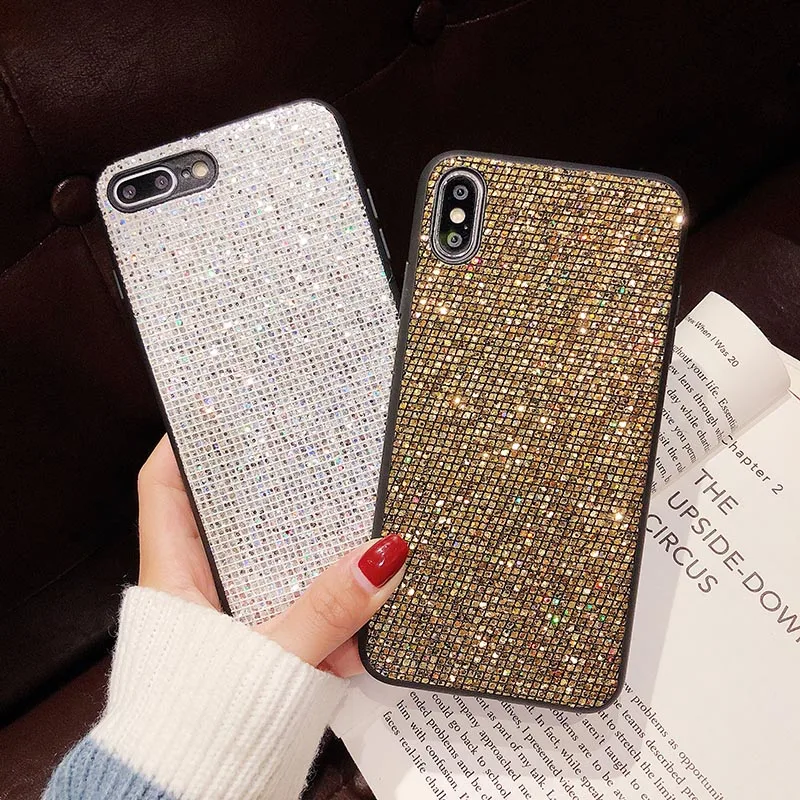 Модный Блестящий блестящий чехол для samsung S8 S9 Plus Note 8 9 Чехлы iPhone X XR XS Max 7 6 6S