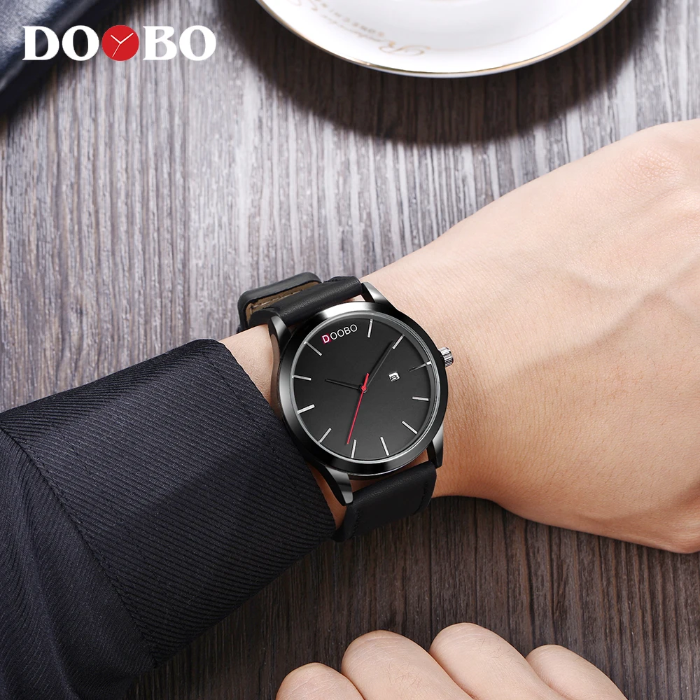 

DOOBO Sport Watch Men Leather Calendar Quartz Wrist Wristwatch Military Clock Male Leather Wrist Watch Relogio masculino saat