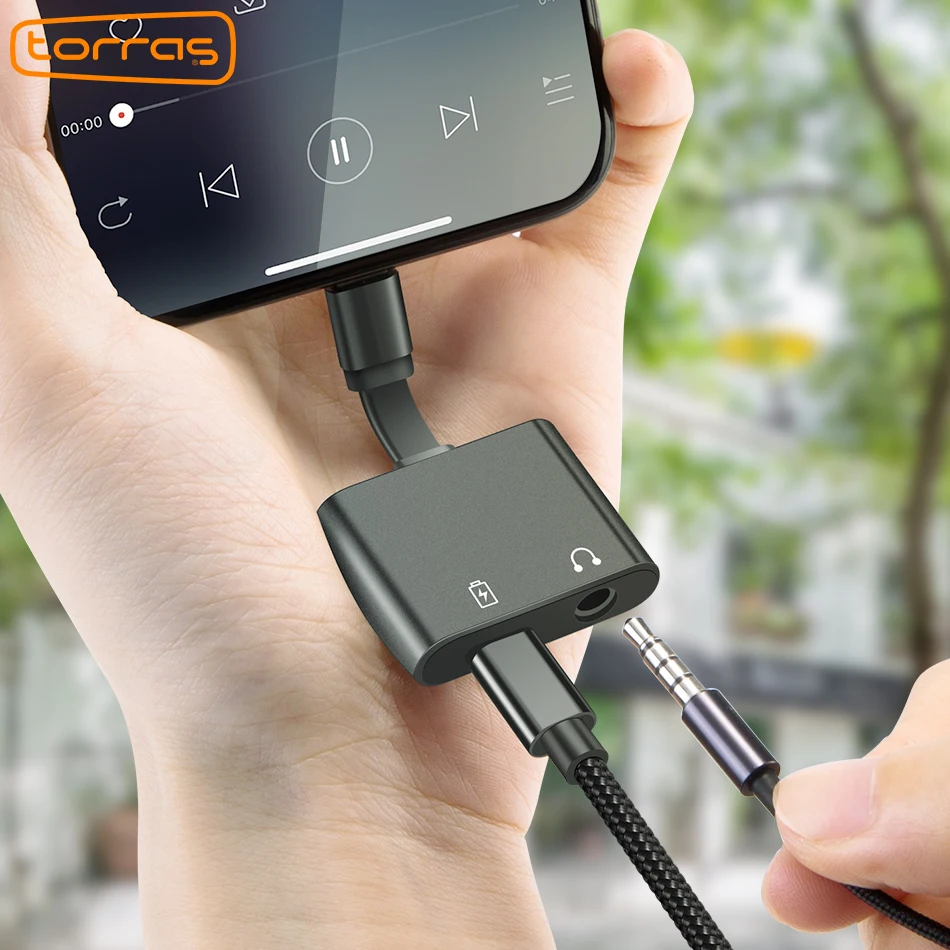 TORRAS 2 в 1 адаптер для iPhone 7 8 X 2A Быстрая зарядка разветвитель аудио мм 3 5 разъем