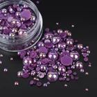 Жемчужные бусины из АБС-пластика, разные размеры, DK, Фиолетовые AB, около 15 глот, полукруглые, с плоской основой, для дизайна ногтей и чехол для телефона аксессуаров для рукоделия