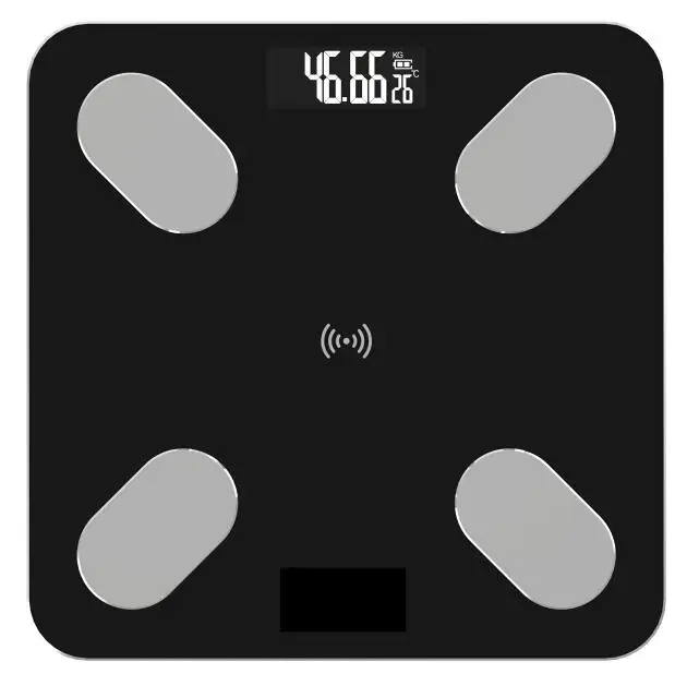 Black Bluetooth Body Fat Scale-Smart BMI Scale цифровые беспроводные весы для ванной, анализатор состава тела с приложением для смартфона - Цвет: Black