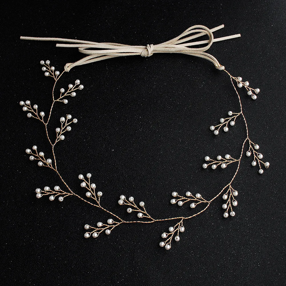 Женская повязка на голову SSYFashion свадебная бижутерия с золотым жемчугом головной