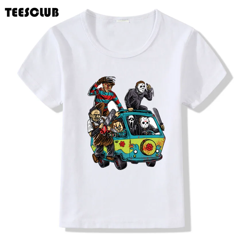TEESCLUB ужасов в бойню машины футболка летние футболки для детей мальчиков Повседневное с О-образным вырезом одежда милый детский комбинезон с рисунком Детская Футболка Camiseta