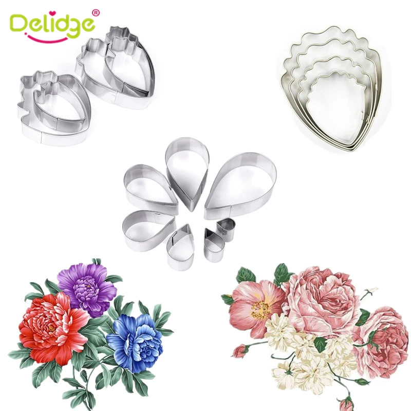 Delidge 4 6 шт./лот 3D красивый цветок форма для торта из нержавеющей стали пион