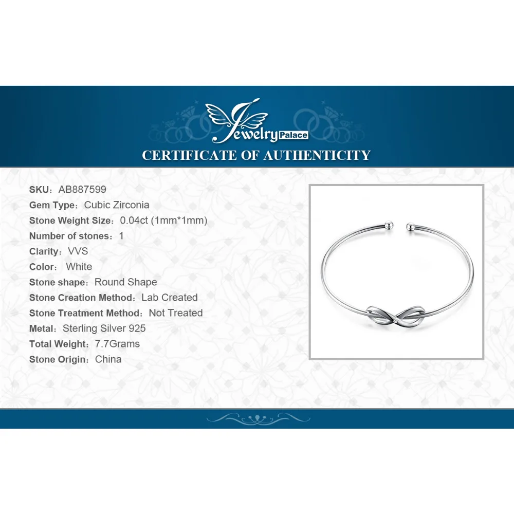 JewelryPalace бесконечность любви открытым регулируемые манжеты браслет 925 пробы серебро для Для женщин как красивые подарки Новая горячая распродажа