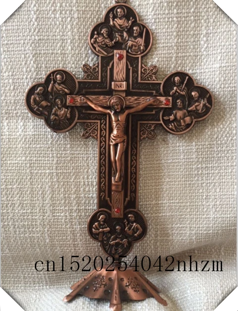 Красные медные металлические камни с покрытием для церкви крест властелин Иисус