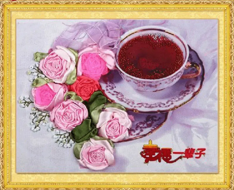 42X35cm счастливым навсегда Сделай Сам лента вышивка модные 3d печати вышивания