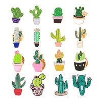 multiple styles cartoon plant brooch mini cute cactus enamel pin green potted plant badges for women men lapel pins jewelry gift