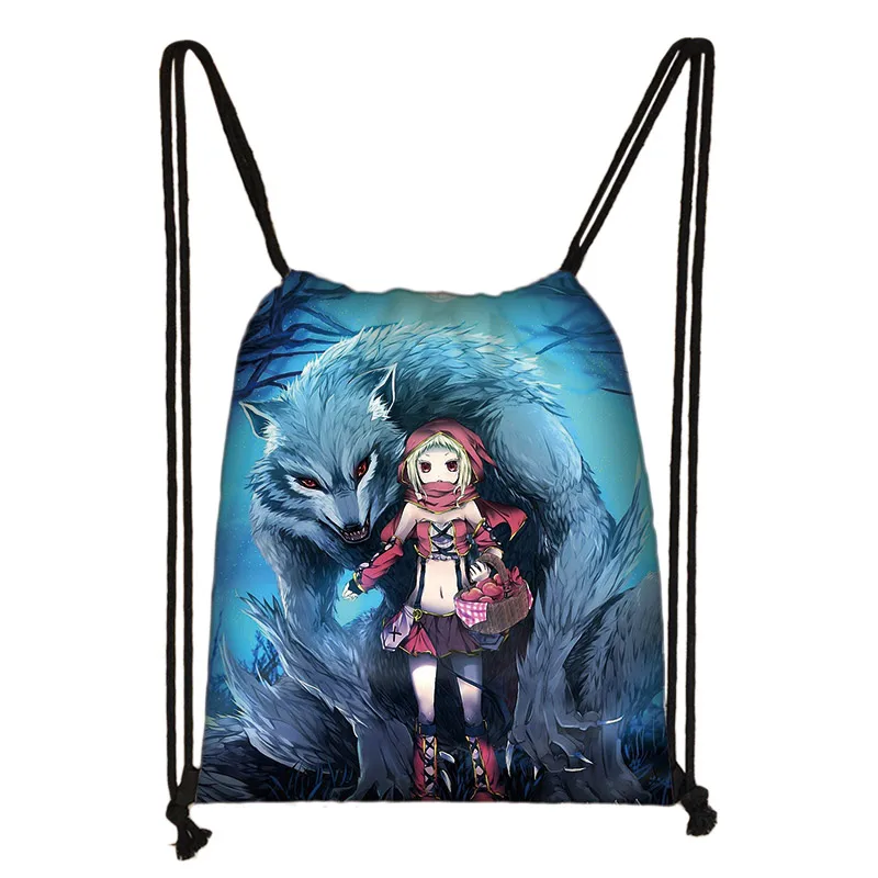 SKD-L18 Крутой Воющий волк печати drawstring сумка для женщин и мужчин сумки для хранения для путешествий softback холщовый рюкзак - Цвет: SKD-L18
